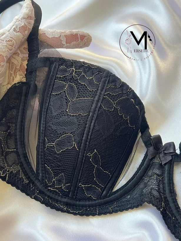 ست سوتين و شورت مشكي طلايي ميسا